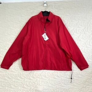North End Windbreaker Jacket Red Full Zip Stowaway Hood Mens XXL New